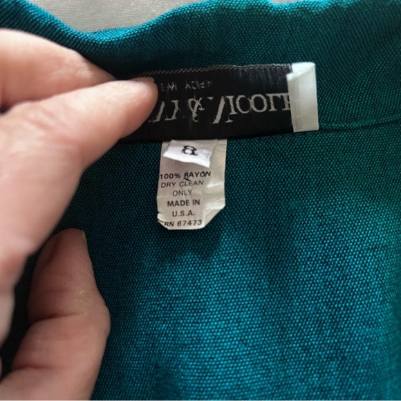 VTG Danny & Nicole New York | Teal Green Collared Dress w/ Big Pockets | Size 8 - Picture 9 of 16